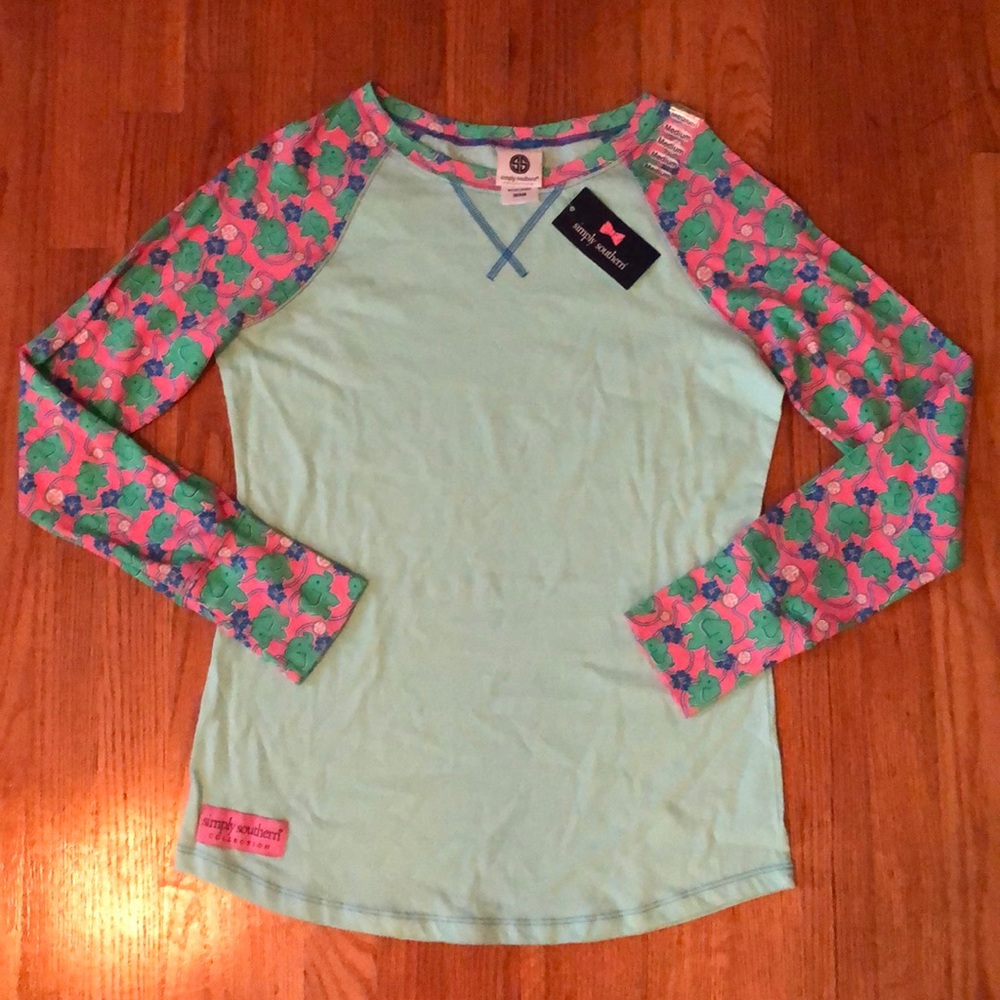 Simply Southern elephant Print Baseball Tee (NTW)